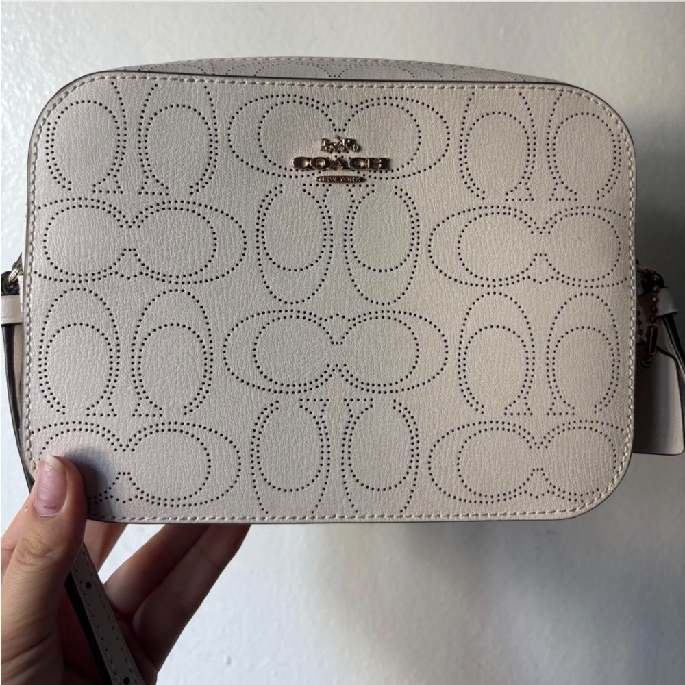 Coach Beige Perforated Crossbody Bag